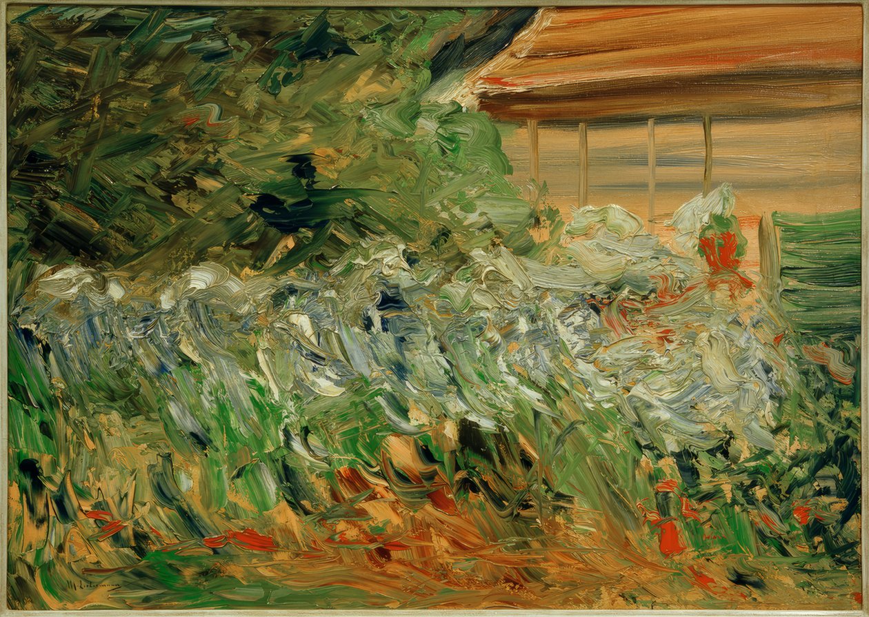 Bahçıvanın kulübesinde çiçek çalıları by Max Liebermann
