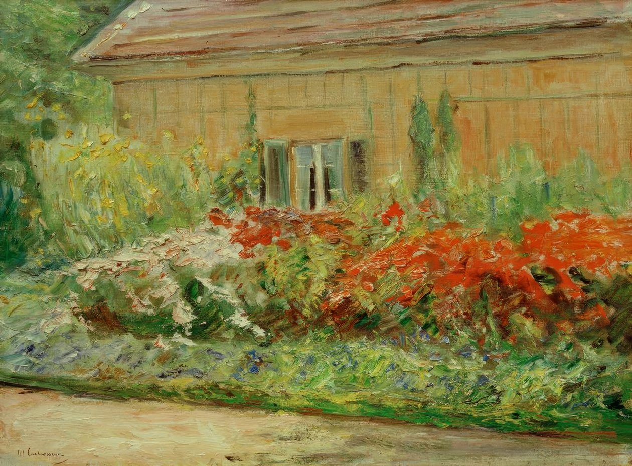 Kuzeydeki bahçıvanın kulübesindeki çiçek çalıları by Max Liebermann
