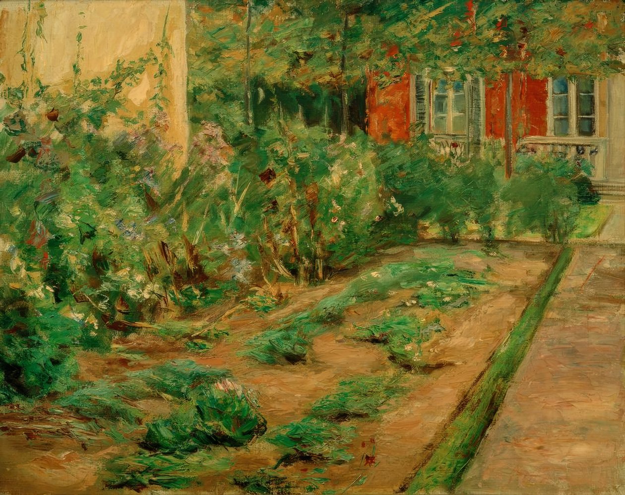 Bahçedeki çiçek çalıları kuzeydoğuya dökülüyor by Max Liebermann