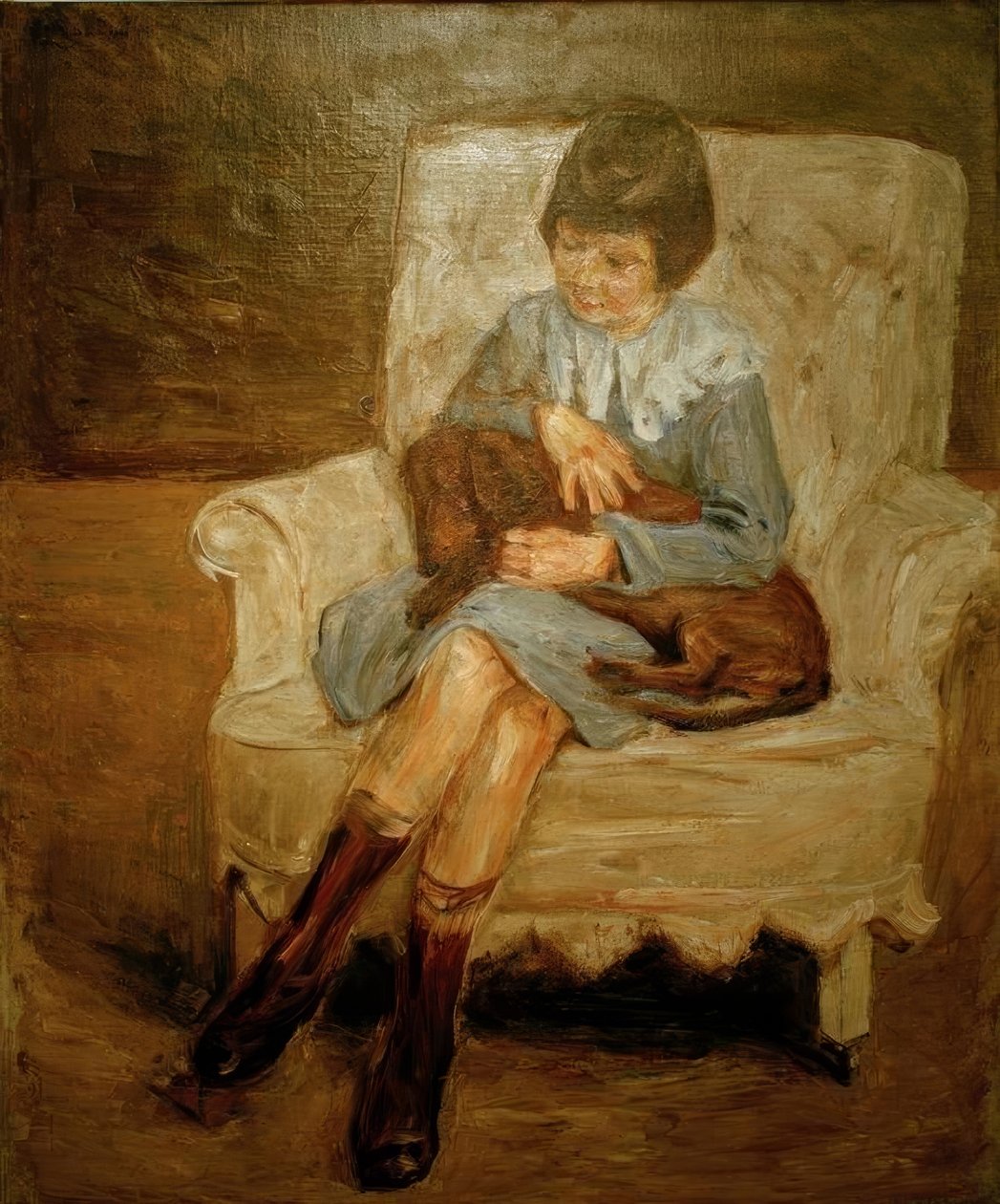 Kucağında dachshund olan Liebermann