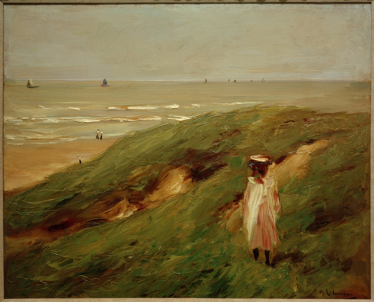 Çocuklu Noordwijk yakınında kumul - kum tepelerindeki kız by Max Liebermann