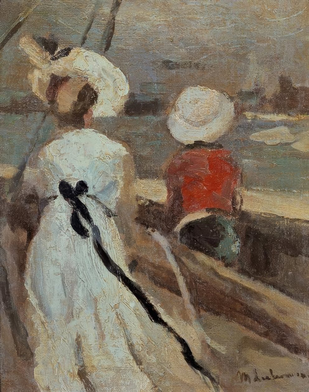 Yelkenli çocuklu kadın by Max Liebermann