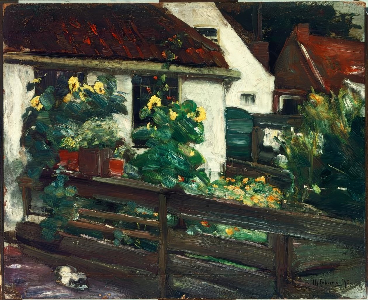 Ayçiçeği ile bahçe by Max Liebermann