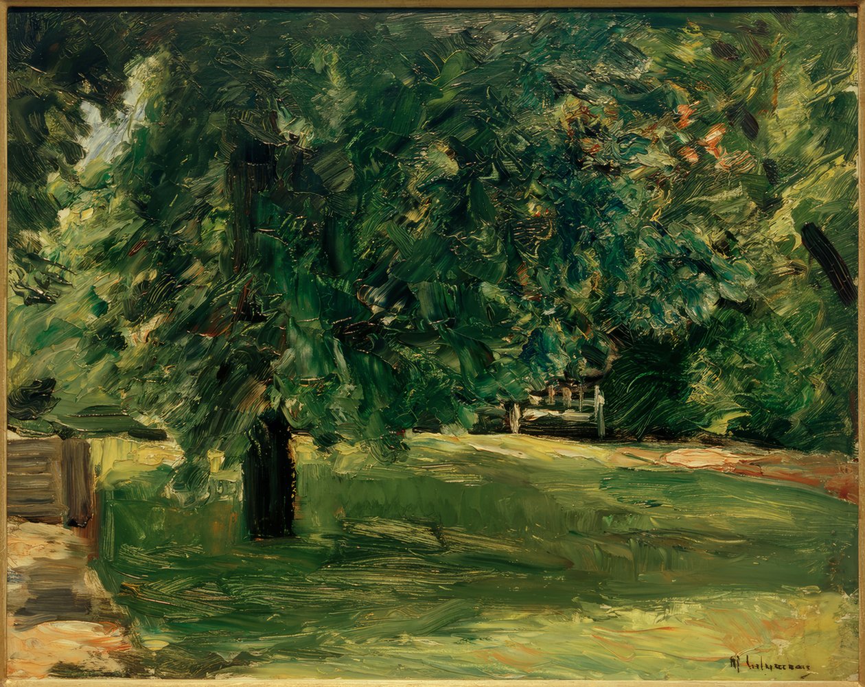 Wannsee bahçesinde kestane ağacının altındaki bahçe bankı by Max Liebermann