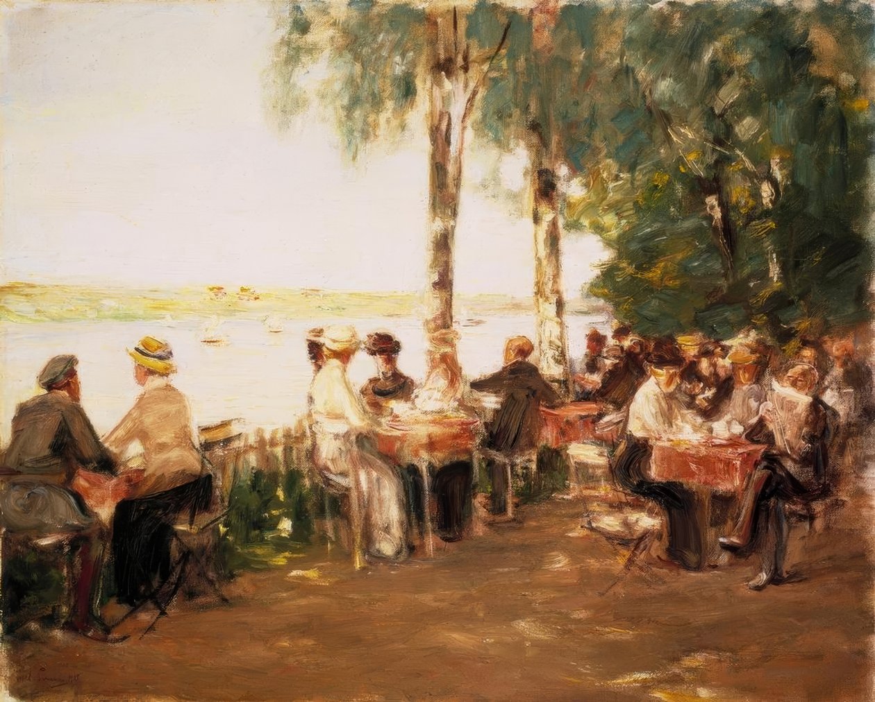 Su kenarında bahçe restoranı by Max Liebermann
