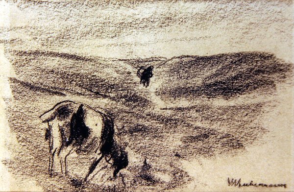 Keçi Nibbling, c.1890 (kağıt üzerinde grafit) by Max Liebermann