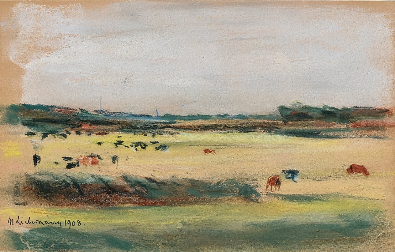 Otlayan inekler ile manzara. 1908 by Max Liebermann