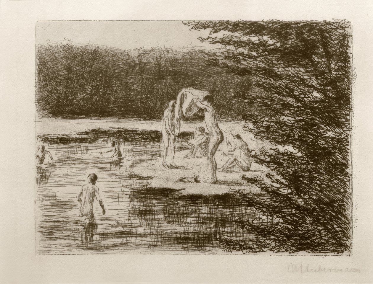 M.Liebermann, banyo yapan çocuklar by Max Liebermann