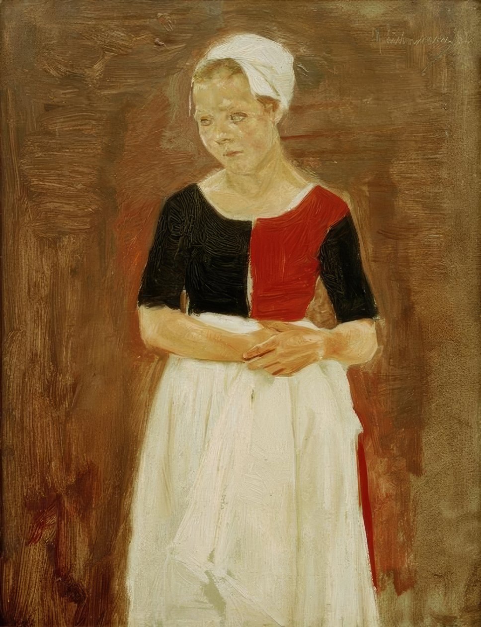 M.Liebermann, ayakta duran yetim kız by Max Liebermann