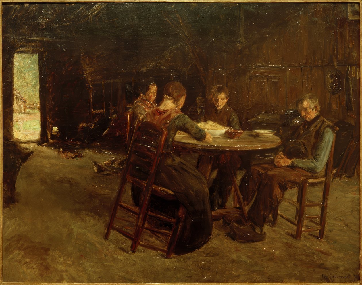 Doğu Frizyalı çiftçiler lütufta by Max Liebermann
