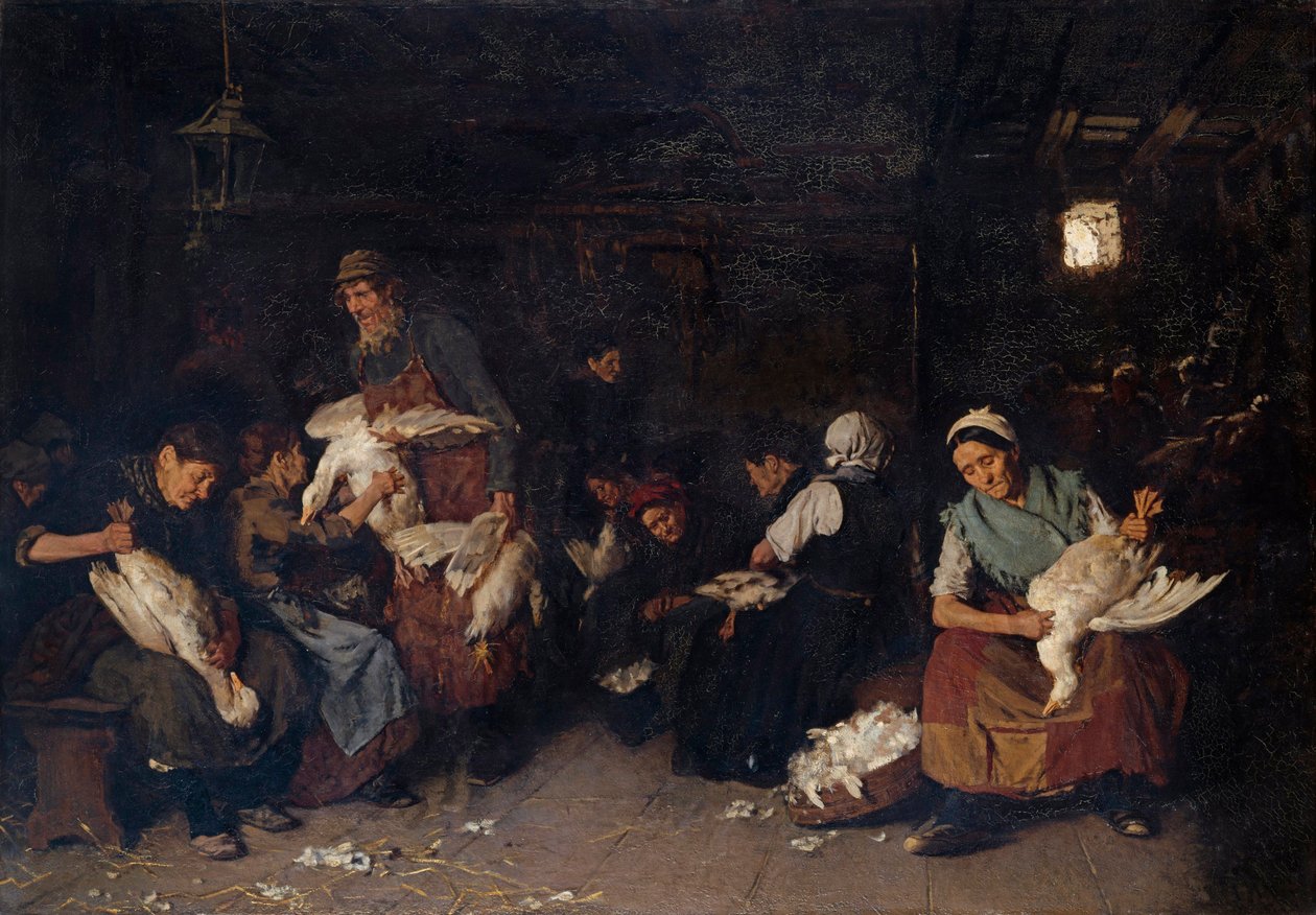 ""Paysannes plumant des oies"" (Kazları Yollayan Kadınlar) Tablo Max Liebermann (1847-1935) Tuval üzerine yağlıboya 1872 Dim 119.5x170 cm Devlet Müzeleri, Berlin by Max Liebermann