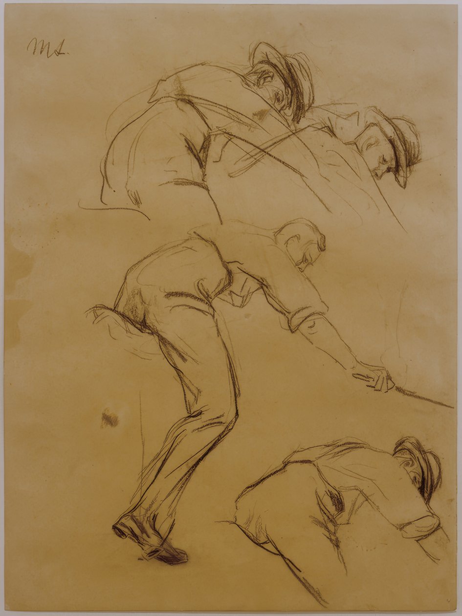 Polo oyuncusu, sağdan üç bisikletçi - çalışma by Max Liebermann