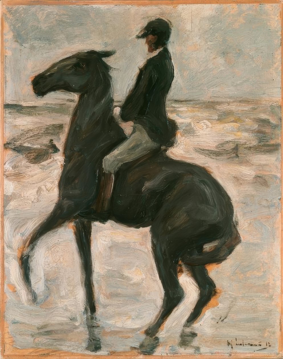 Sahilde soldaki binici by Max Liebermann
