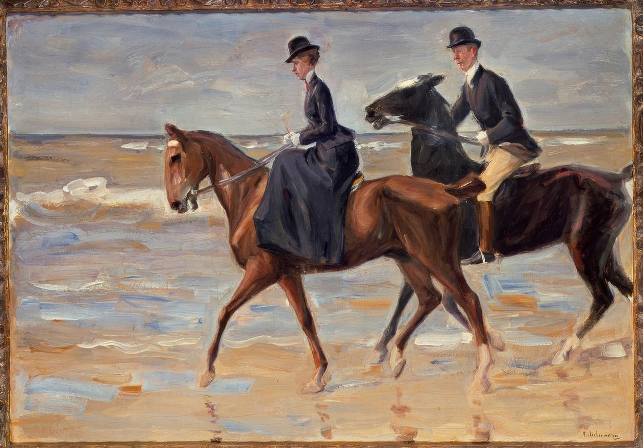 Sahilde at binicisi ve binici by Max Liebermann