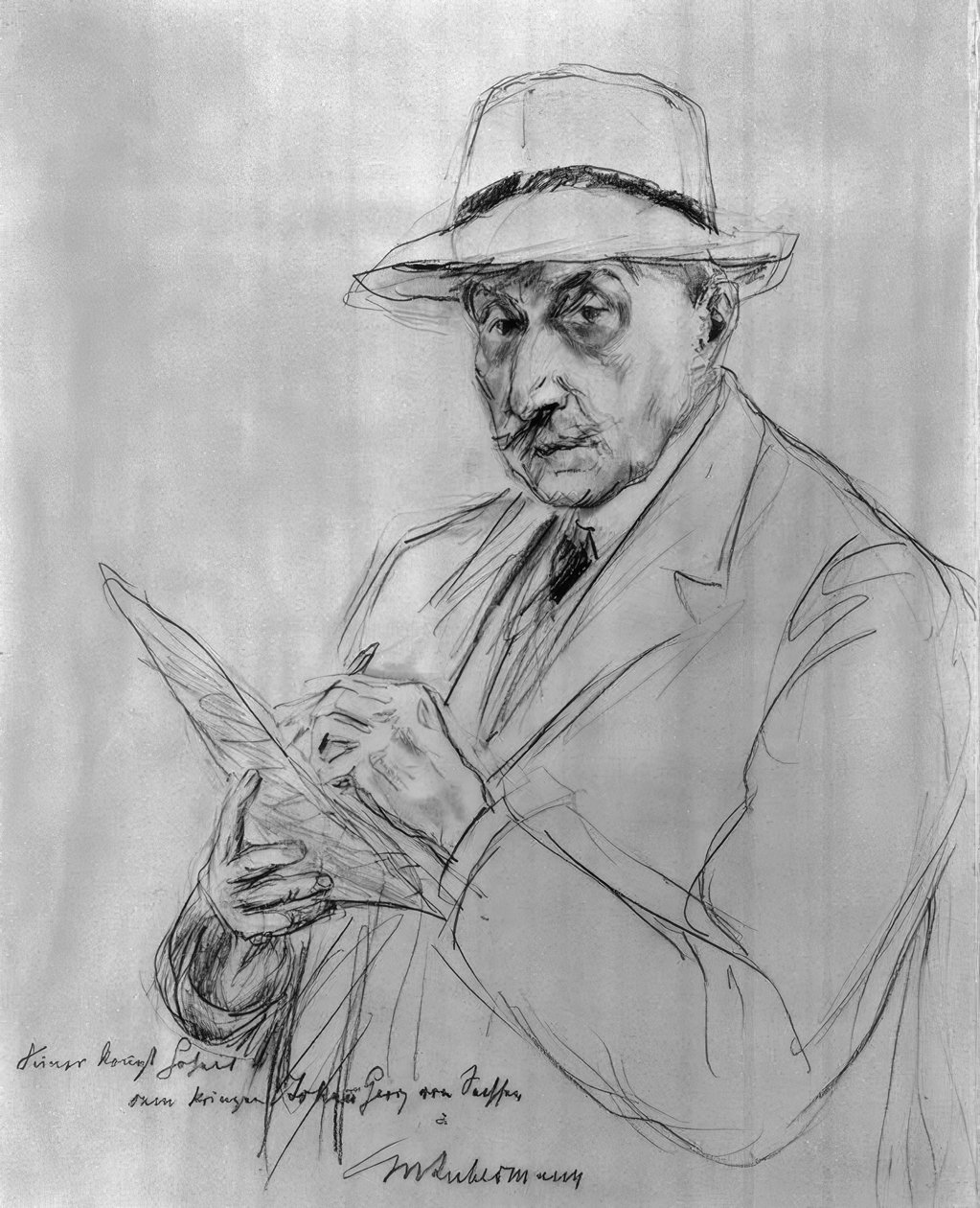 Panama şapkalı otoportre by Max Liebermann