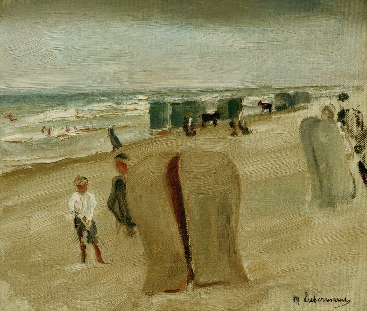 Plaj sandalyeleri ile plaj by Max Liebermann