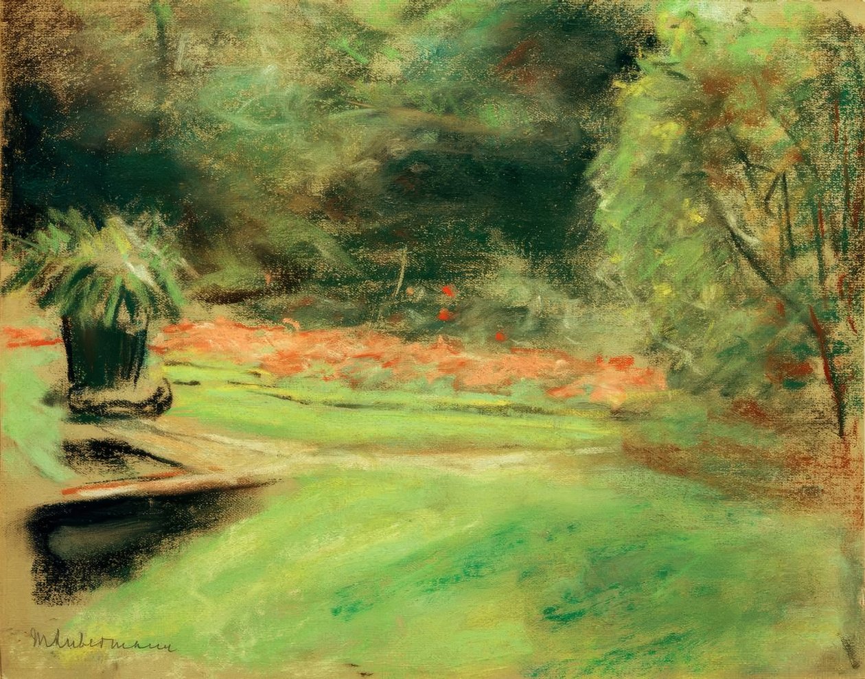 Wannsee bahçesi, çiçek tarhlı teras manzarası ve by Max Liebermann