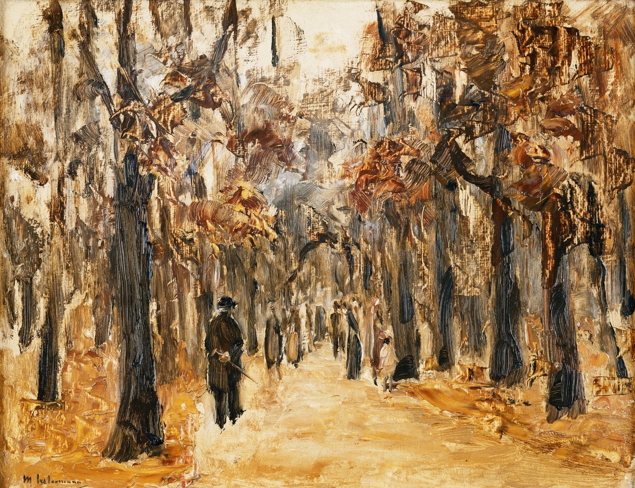 Yürüyen Figürlerle Sonbaharda Hayvanat Bahçeleri; Yürüyüşçüler ile sonbaharda hayvanat bahçesi, by Max Liebermann