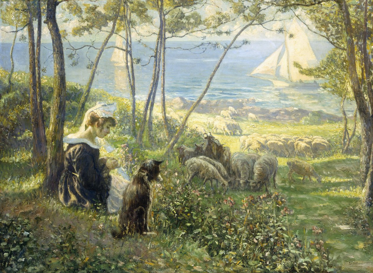 Deniz Kenarında Bir Yaz Günü (tuval üzerine yağlıboya) by Max Silbert