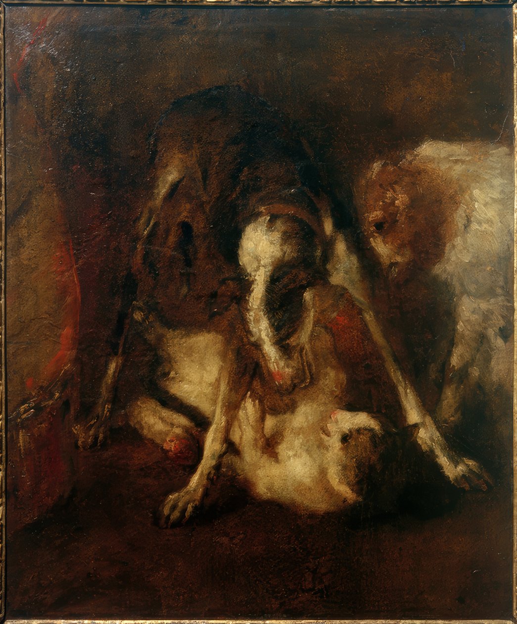 Kediyle oynayan köpek by Max Slevogt
