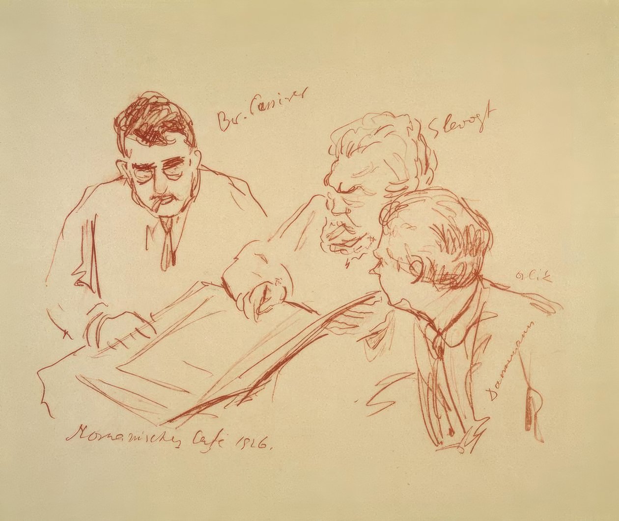 Romanisches Kafe 1926 by Max Slevogt