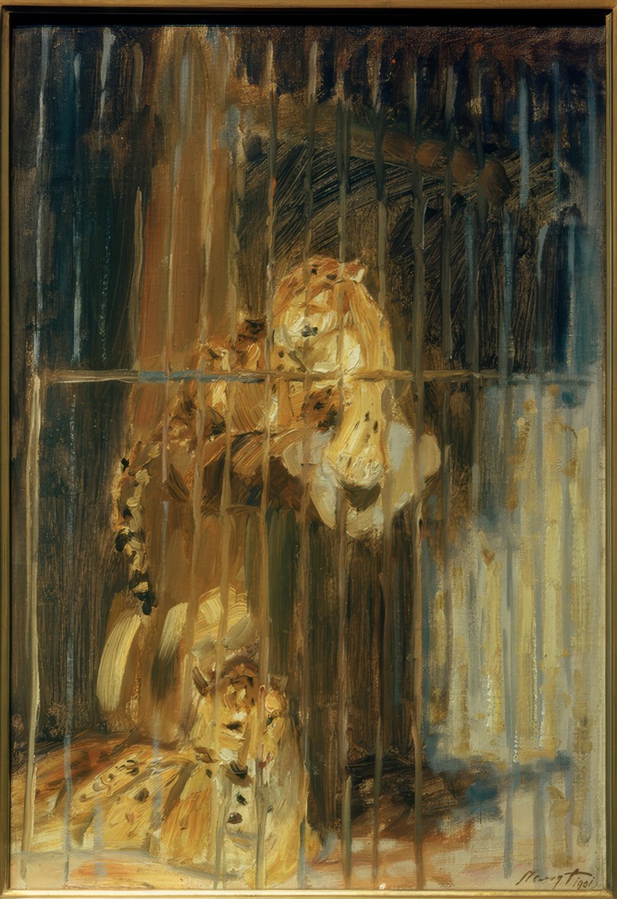 Bir kafeste iki leopar by Max Slevogt