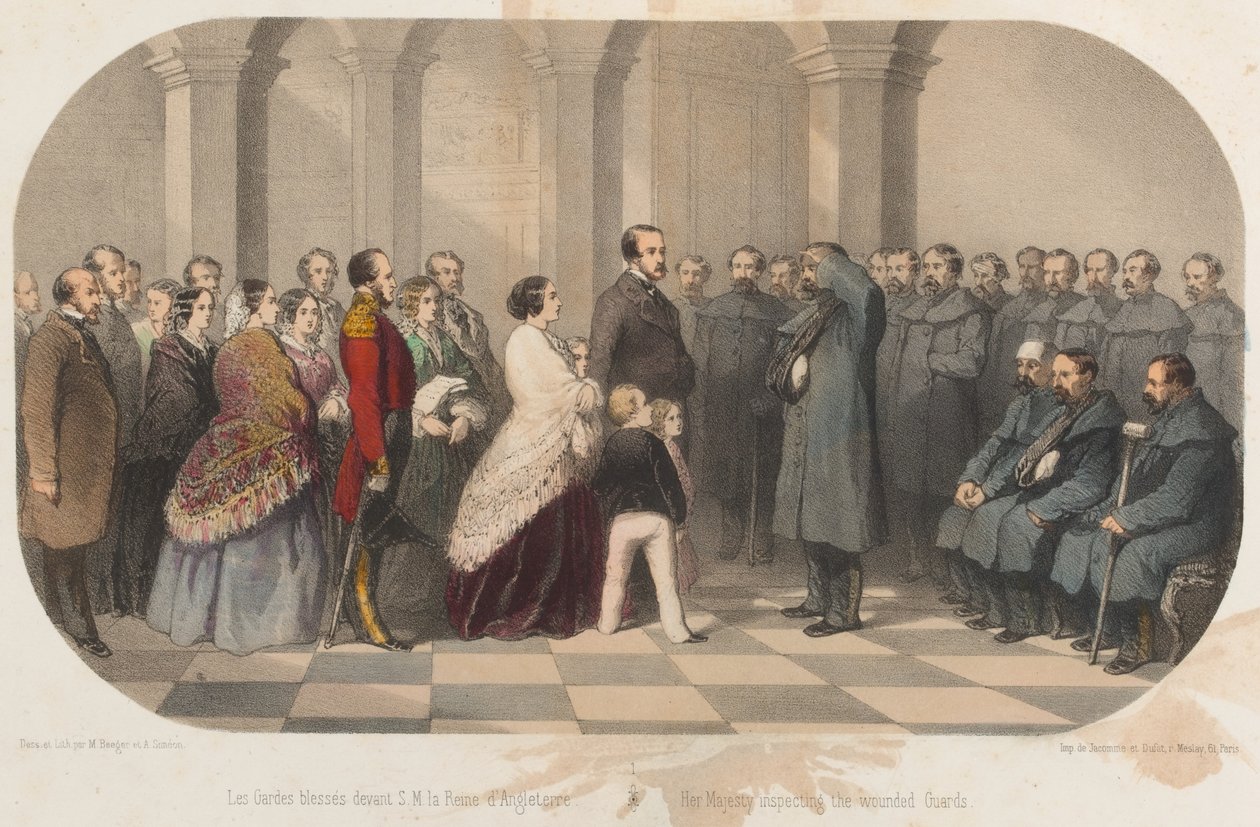 Kraliçe Victoria ve Prens Albert, Kırım gazileriyle buluşuyor, 1855 dolaylarında by Max and Simeon Beeger