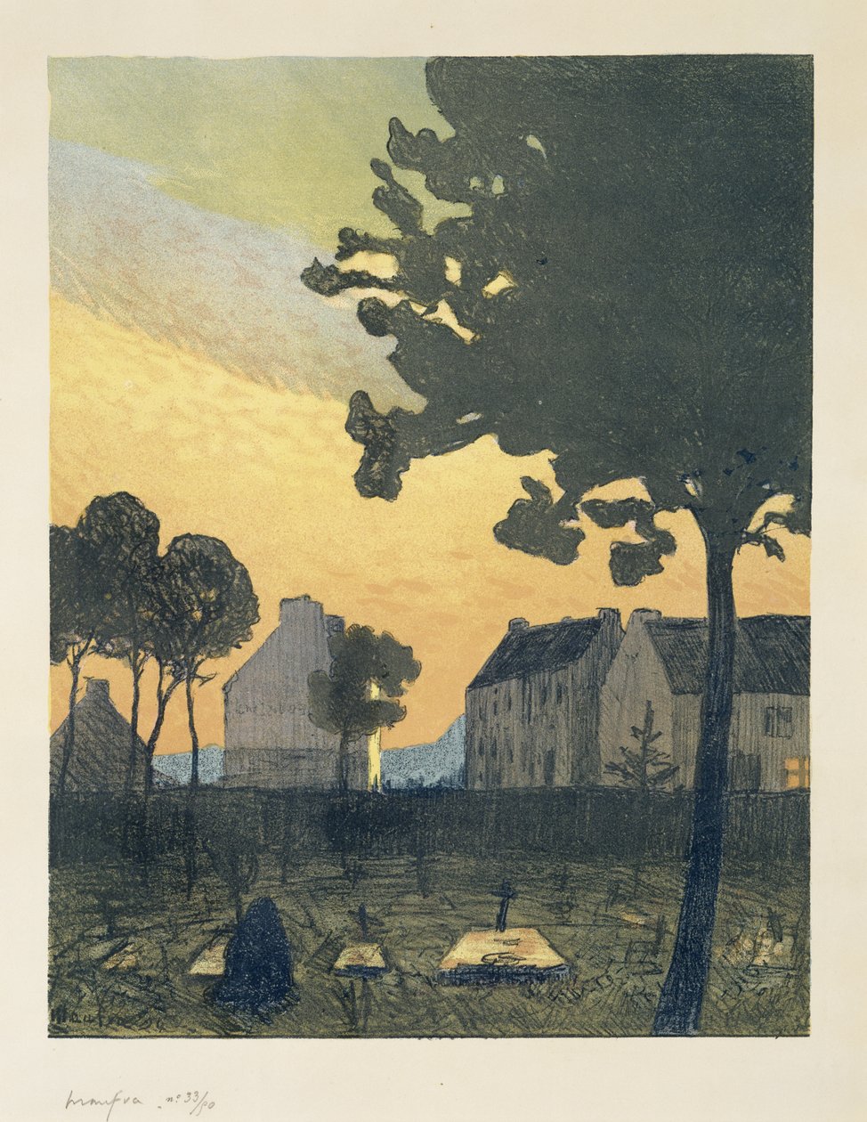 Paysage au soir (Gece Manzarası), 1894 (dokuma kağıt üzerine renkli litografi) by Maxime Emile Louis Maufra