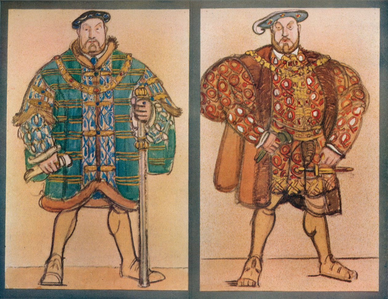 Henry VIII Theater De LOpera için Kostüm Tasarımları, Paris, 1920, c1920, 1923 by Maxime Pierre Jules Dethomas
