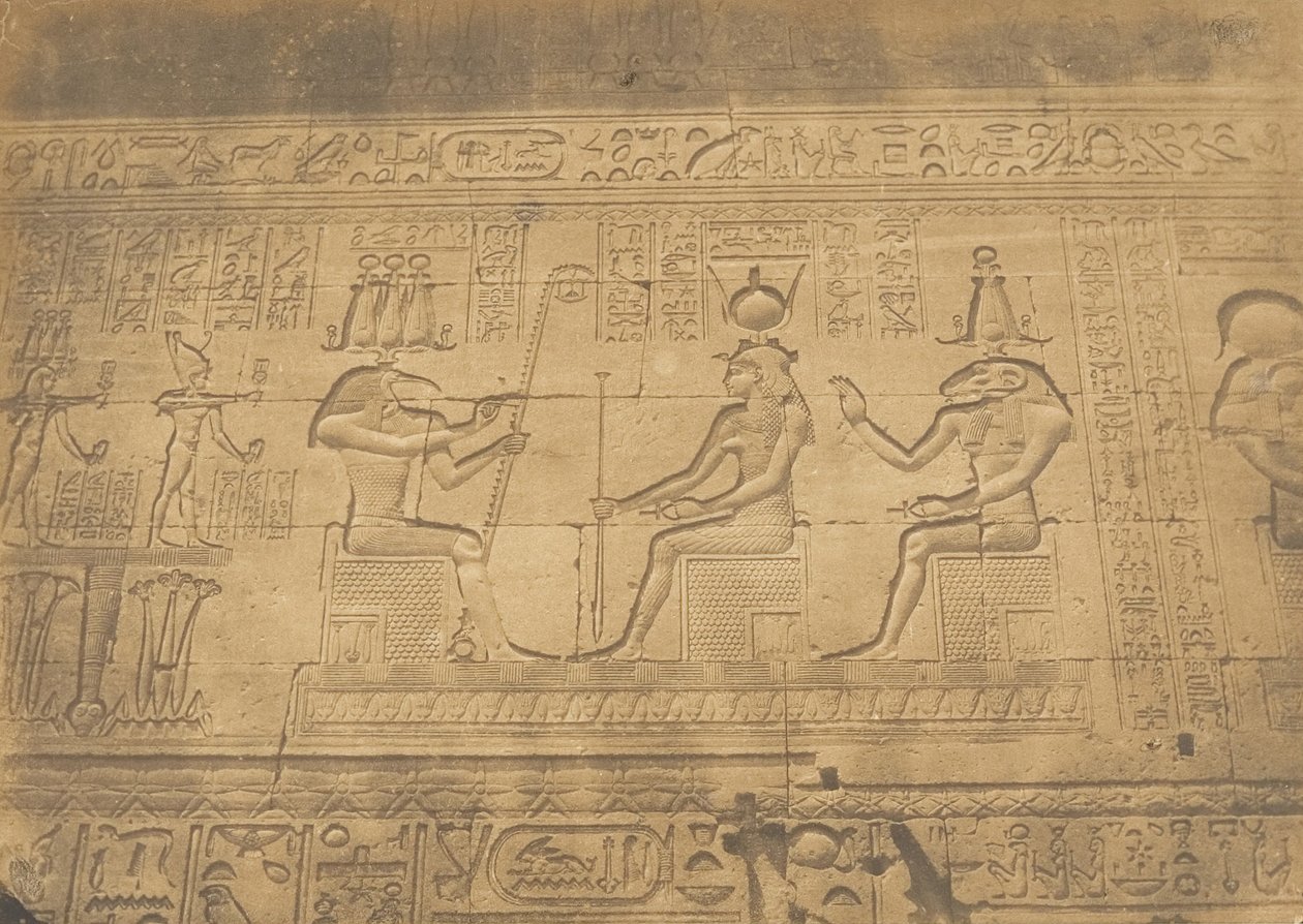 Denderah Tentyris Tapınağı du cephesinin kısmaları, 1849-50. by Maxime Du Camp