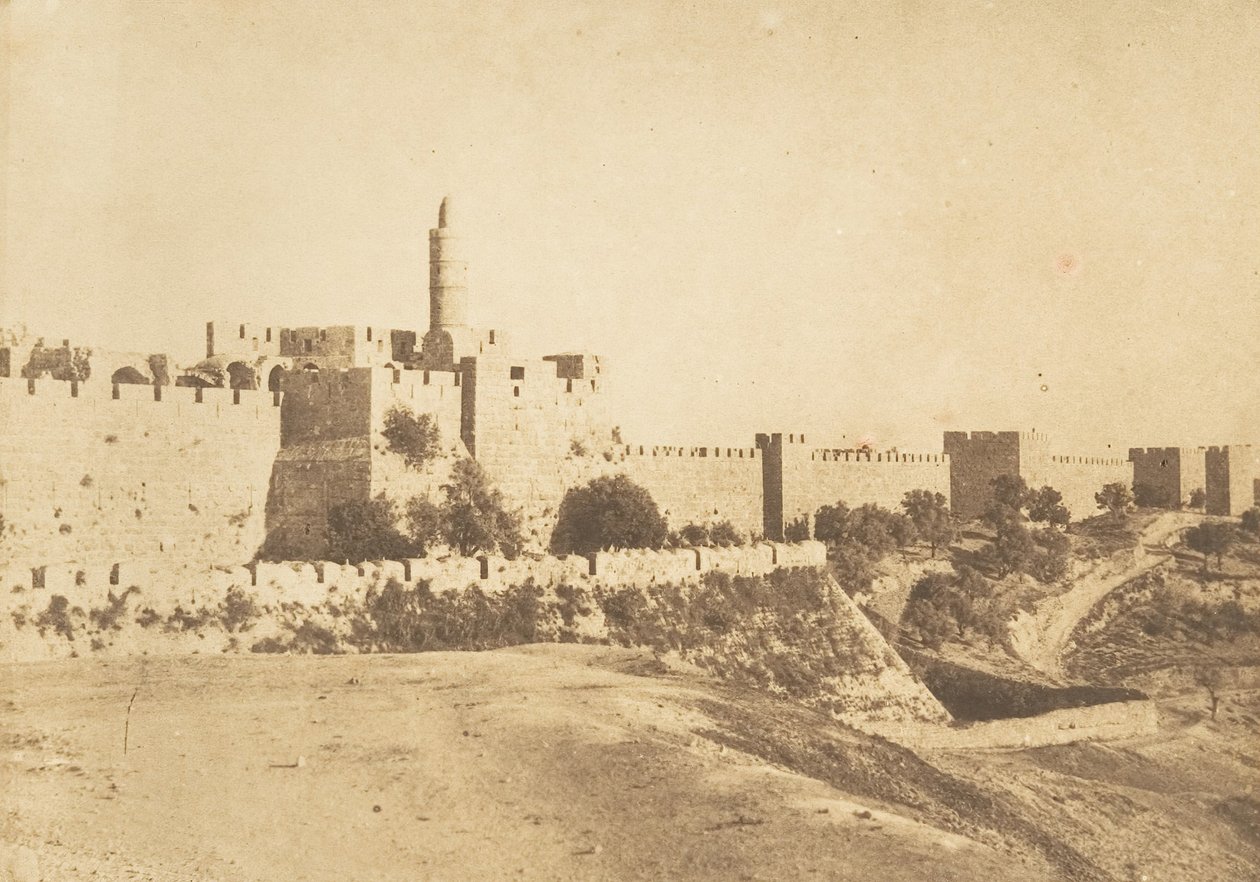 David Daoud Kalesy Kalesi ve Kudüs surları, Ağustos 1850. by Maxime Du Camp