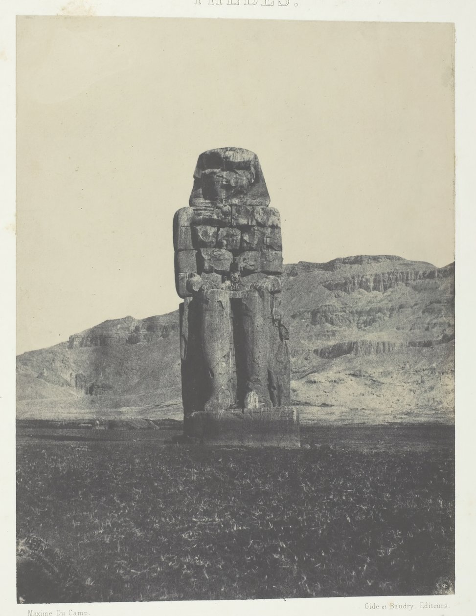 Gournah, Memnon Heykeli, Thebes, 184951, 1852 basılmış. by Maxime Du Camp