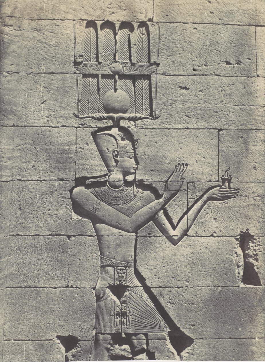 Nubiya. Kalabscheh. Tapınağın arka cephesinden heykeller, 1850. by Maxime Du Camp