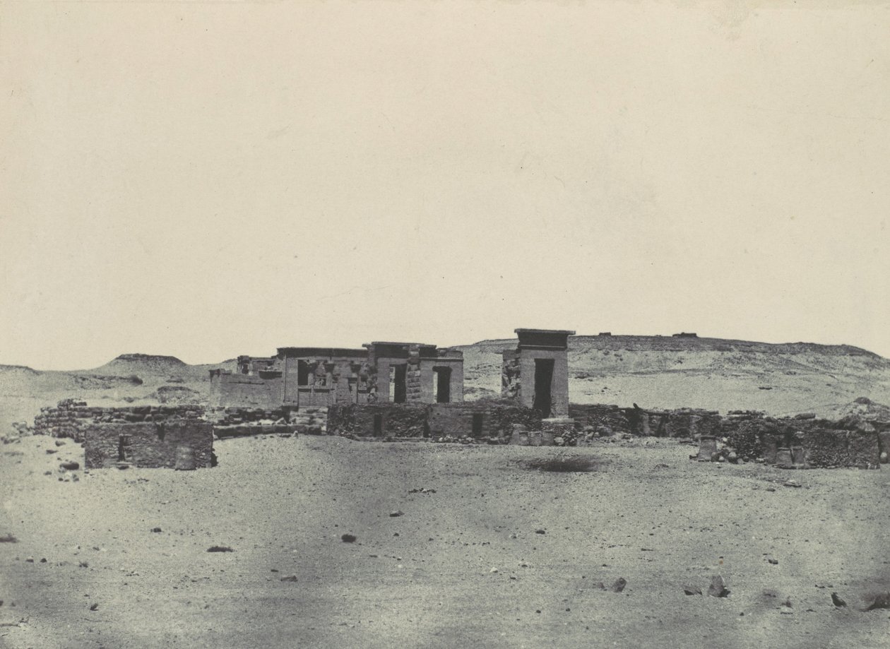 Nubiya. Debod Tapınağı ve Köyü. Antoninler seyahat planının Parembolası, 1850. by Maxime Du Camp