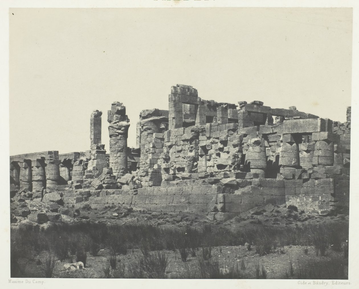 Karnak Sarayı, Hipostil Salonu, Kuzey-Doğu Açısından Alınmış, Thebes, 184951, 1852 basılmıştır. by Maxime Du Camp