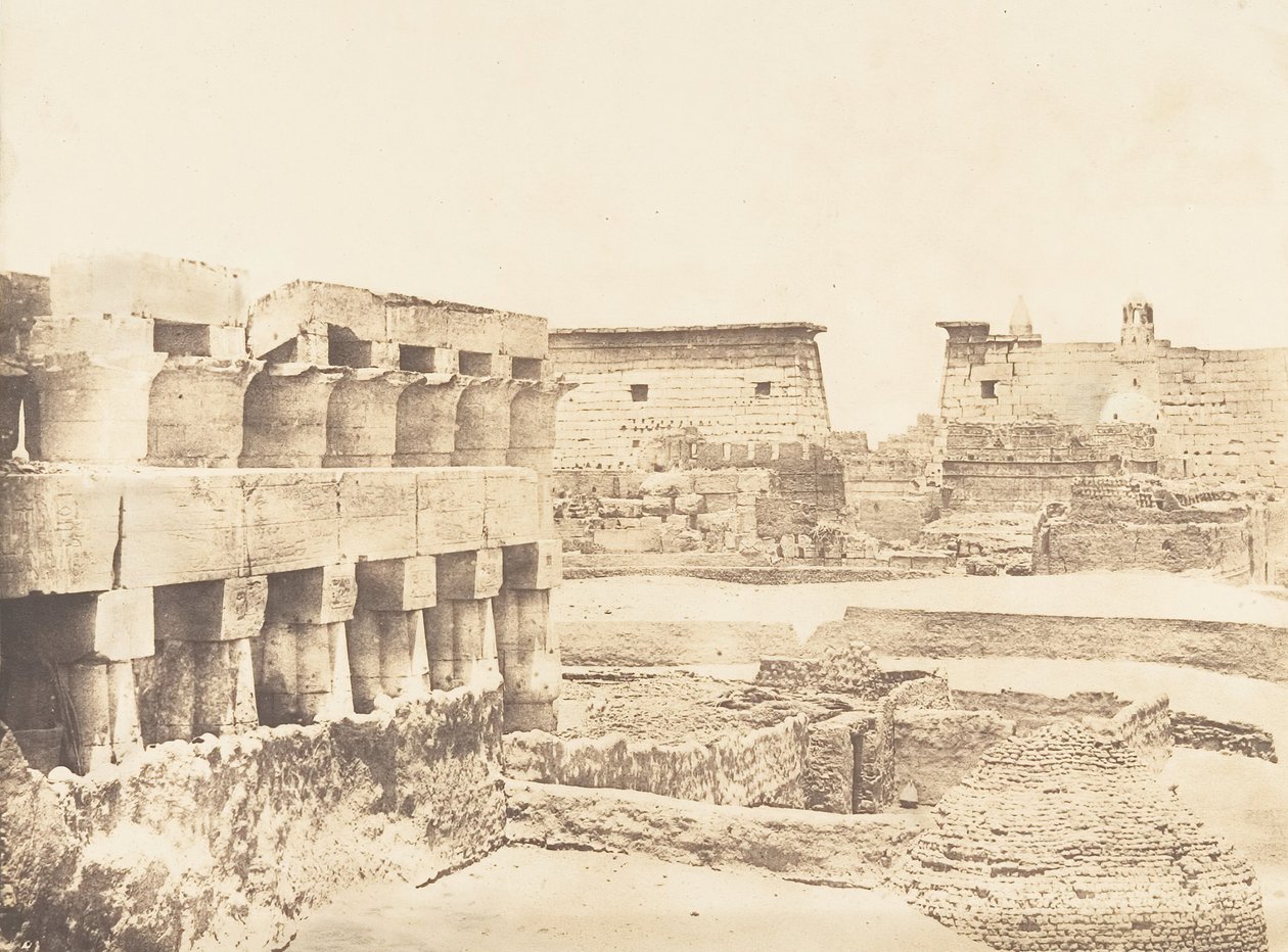 Güneyden alınan Luksor Sarayı ve Köyü, Teb, 1849-50. by Maxime Du Camp