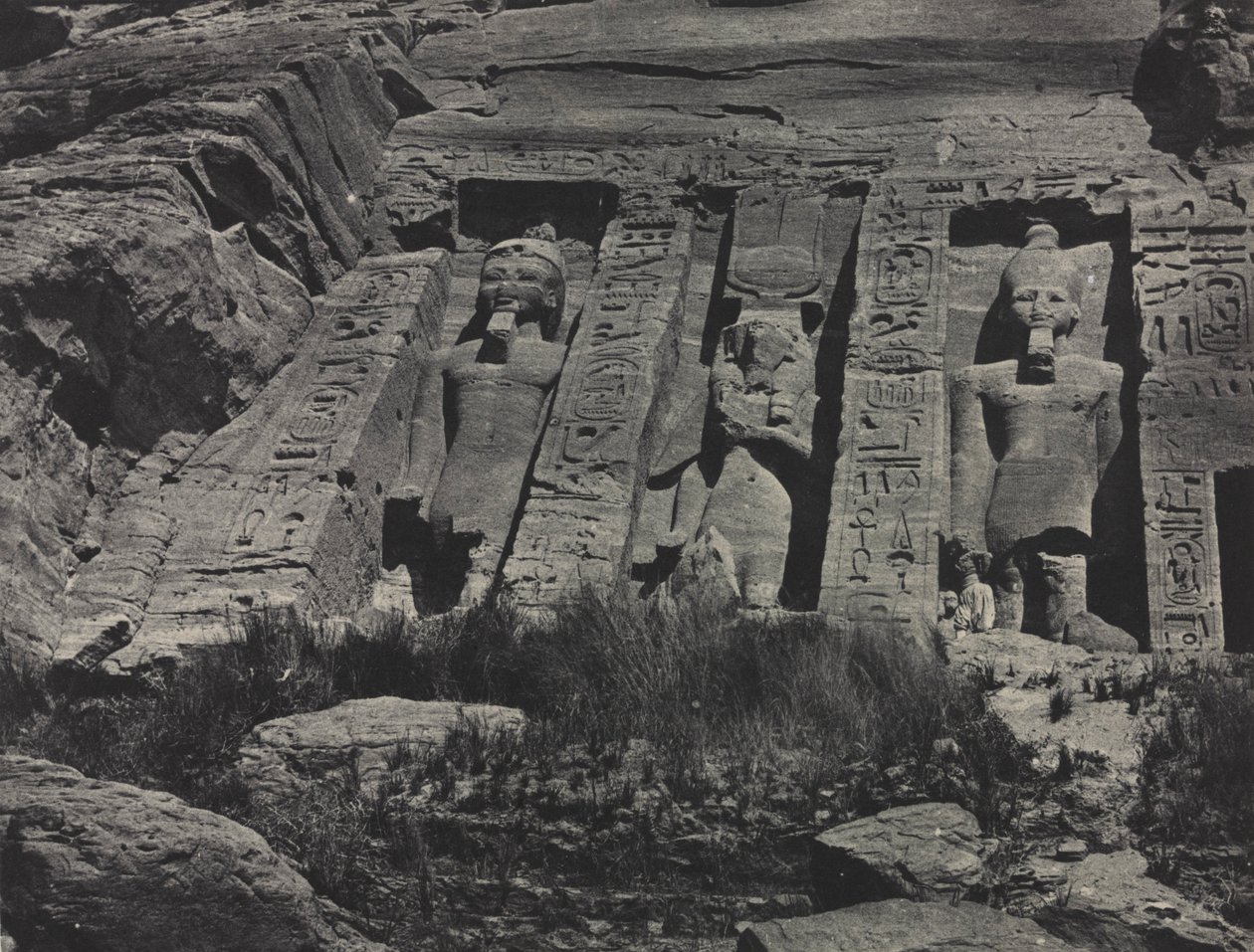 Hathor Kaya Tapınağının Güney Kısmı, Abu Simbel, 1850. by Maxime Du Camp