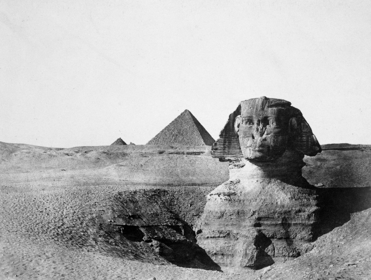 Büyük Sfenks ve Giza Piramitleri, Mısır, 1852 by Maxime Du Camp