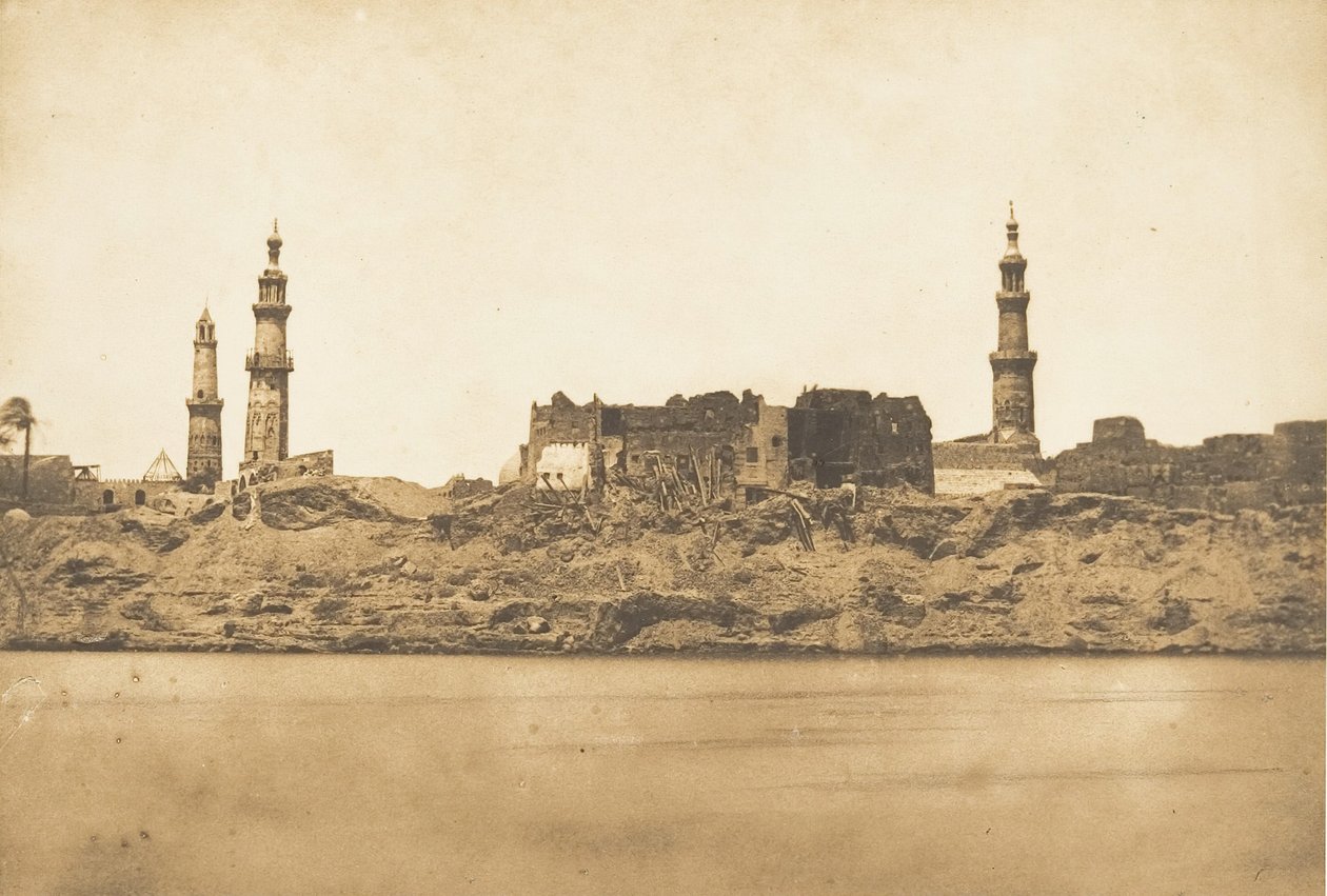 Girgeh ve Kıyı Şeridi Görünümü - Nil Tufanı Tarafından Kaldırıldı, 1849-50. by Maxime Du Camp