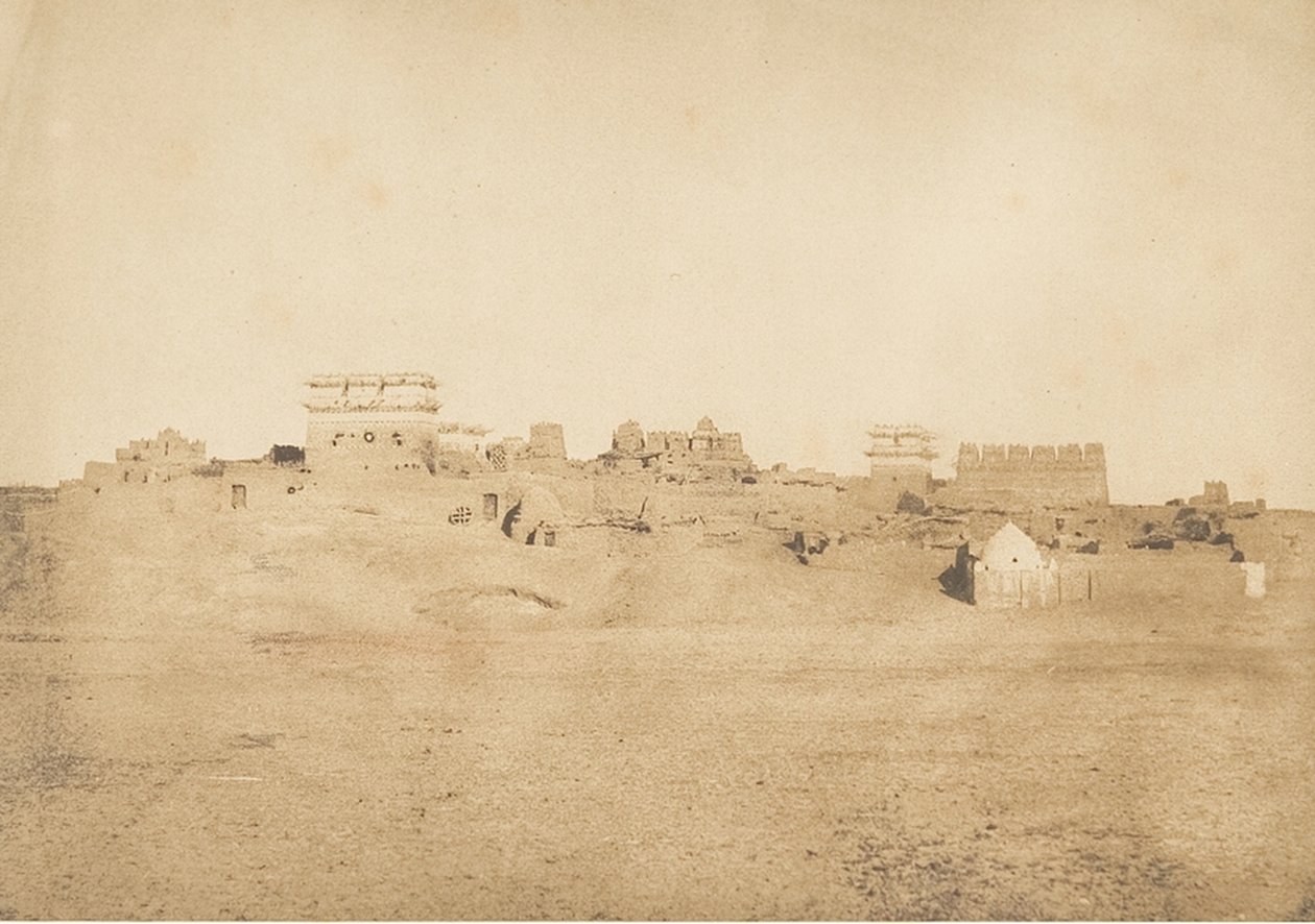 Luksor köyünün bir bölümünün görünümü, Thebes, 1849-50. by Maxime Du Camp