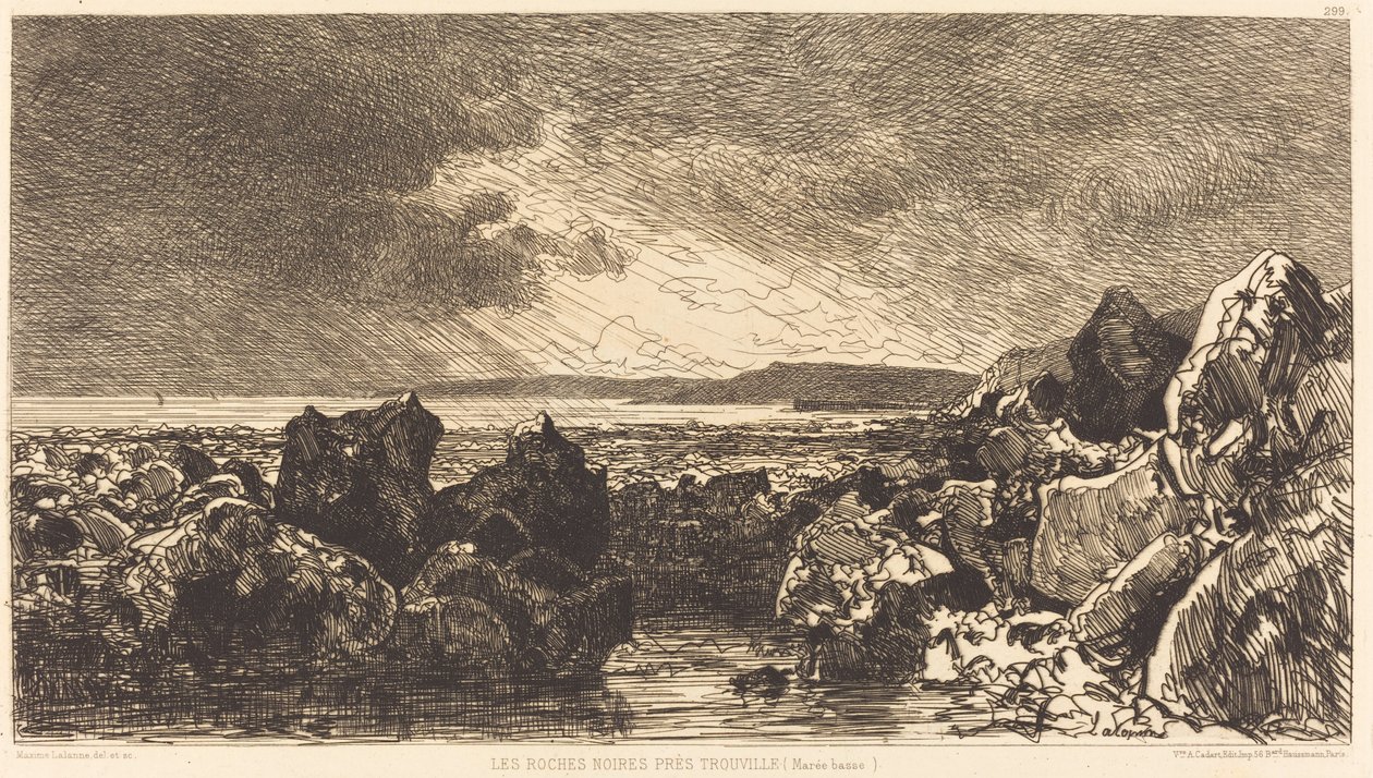 Trouville yakınlarındaki Kara Kayalar (Low Tide) by Maxime Lalanne