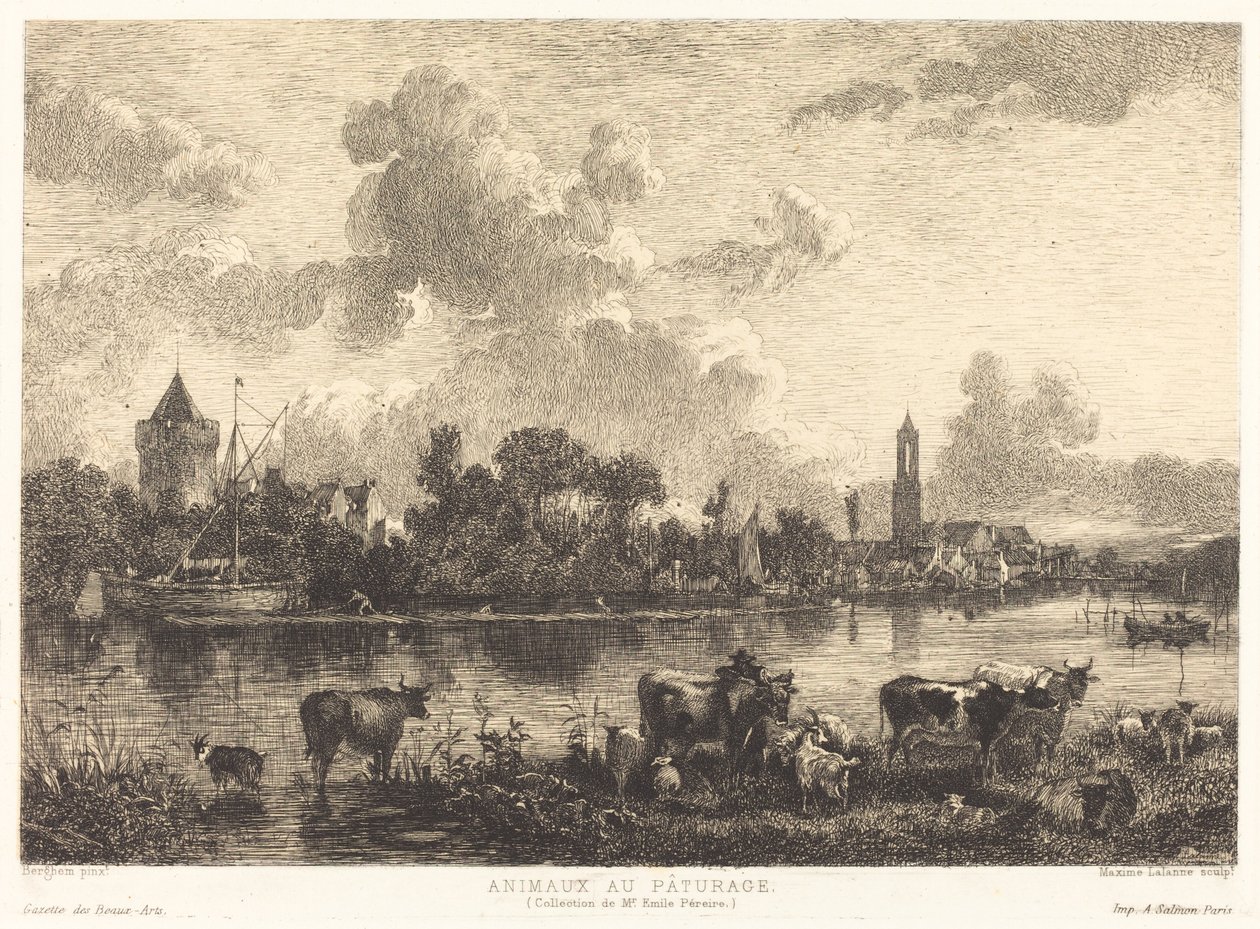 Meradaki Hayvanlar by Maxime Lalanne after Nicolaes Pietersz Berchem