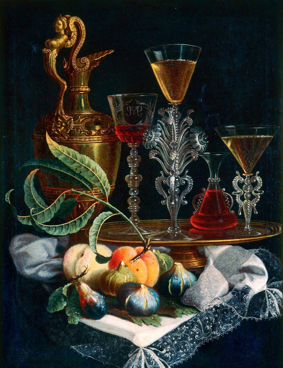Meyve ve kristal by Maximilian Pfeiler or Pfeiller