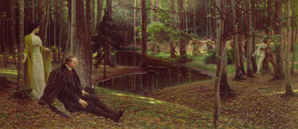 Ressam Freidrich Konig (1847-1941) ve Ida Kubelweiser a wood, c.1910 (o/c) by Maximilian Lenz