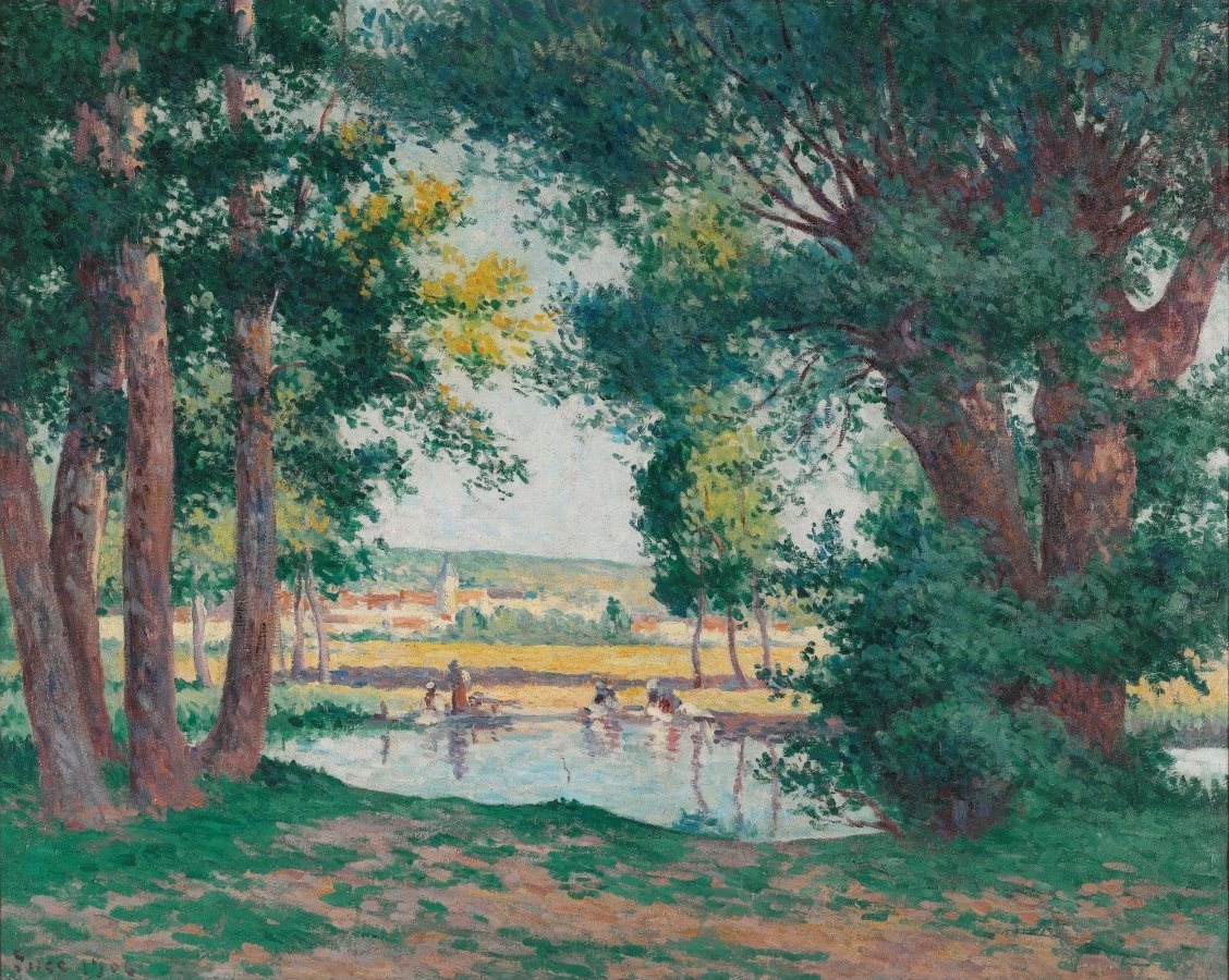 Bessy-Sur-Cure, Sahildeki Lavandieres by Maximilien Luce