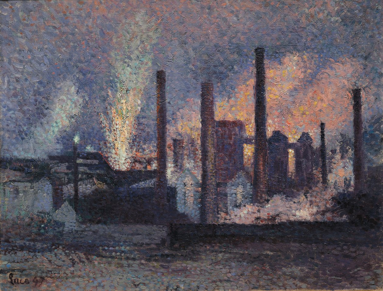 Charleroi yakınlarındaki Fabrikalar için Çalışma, 1897 by Maximilien Luce