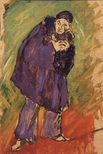 Mevisto için Pierrot Çalışması, 1891 (tuval üzerine serilmiş kare şeklinde kağıt üzerine yağlı boya) by Maximilien Luce
