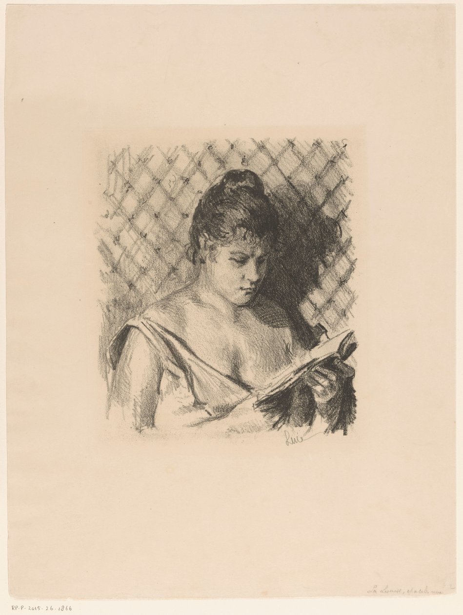 Çıplak omuzlu kadın okuma by Maximilien Luce (signed by artist)