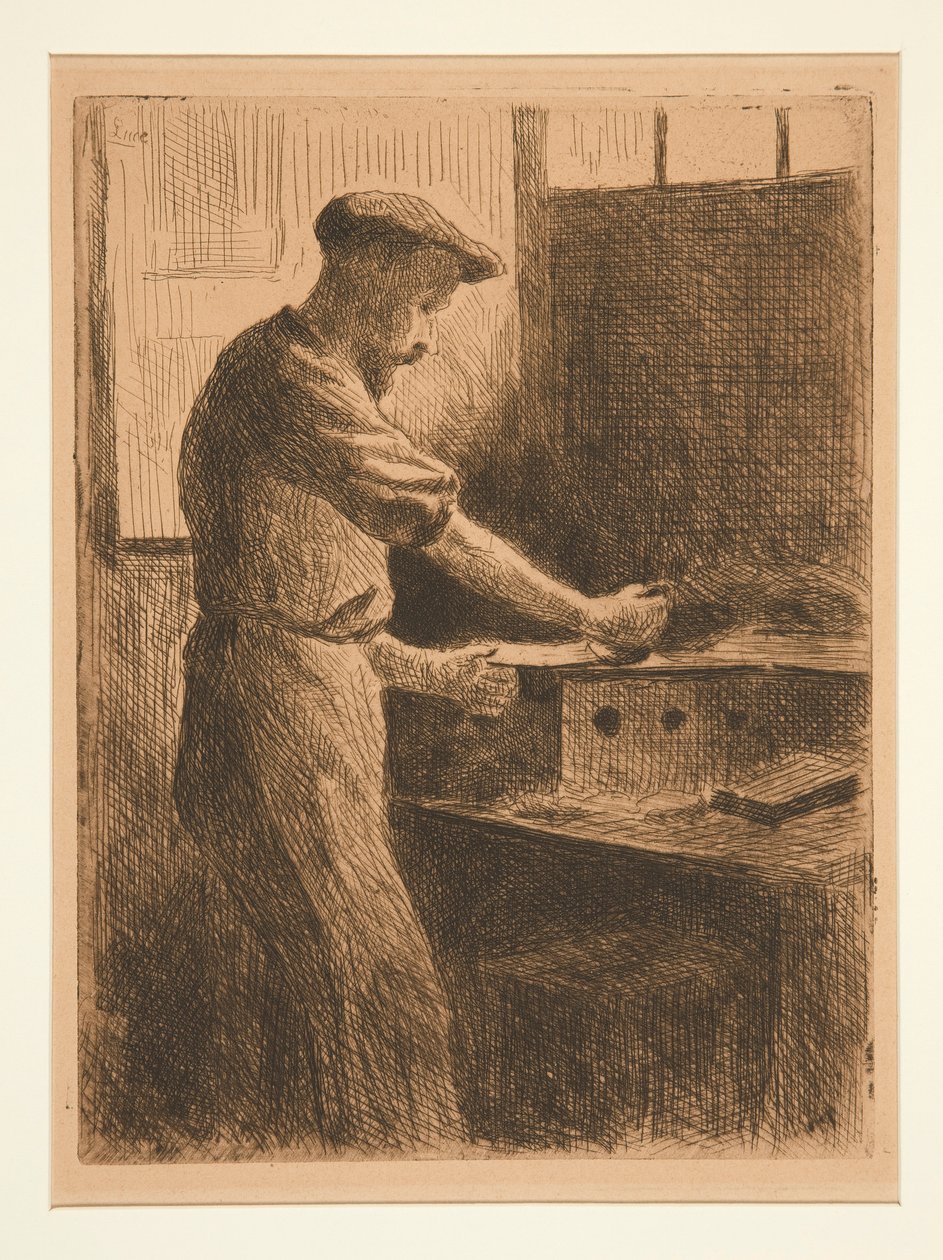 Auguste Delatre iş başında (Ağustos Delatre iş başında) by Maximilien Luce