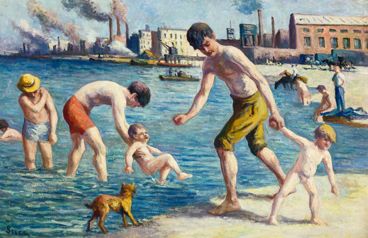 banyo yapanlar by Maximilien Luce